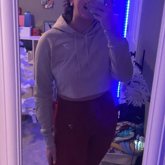 Women's Tan Cropped Hoodie - Picture 1 of 3